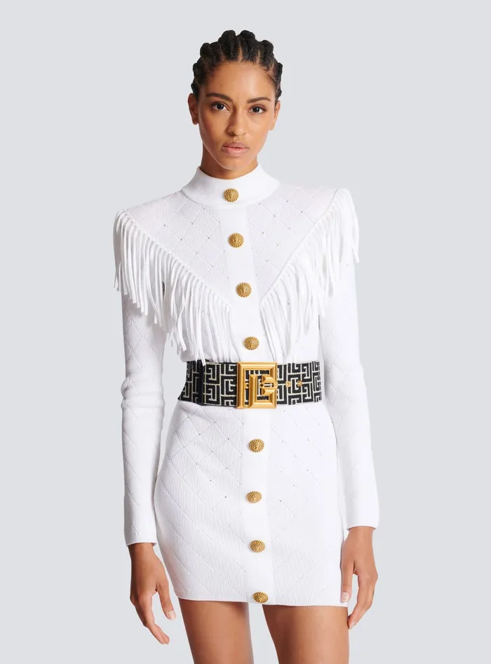 Balmain PBelt Monogram Jacquard Belt Black Women Belts