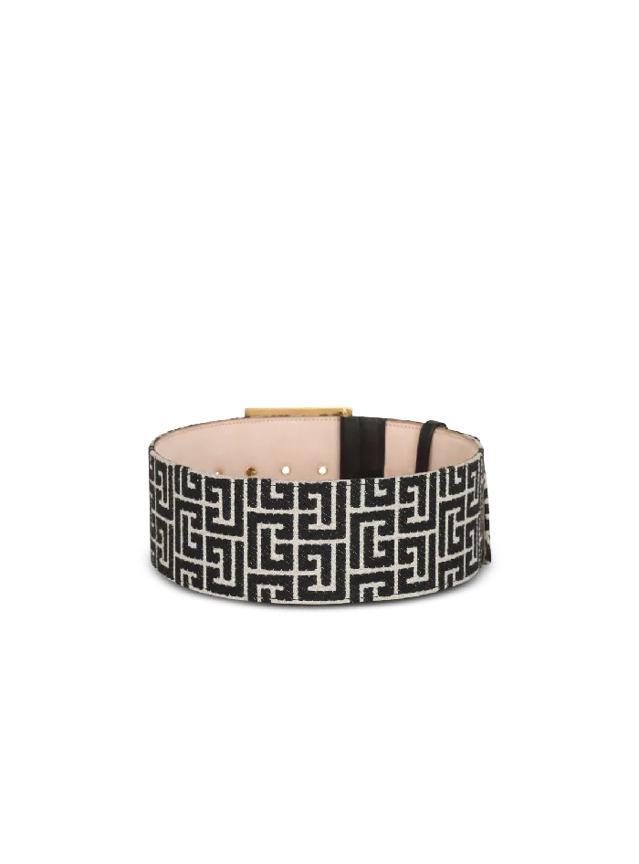 Balmain PBelt Monogram Jacquard Belt Black Women Belts