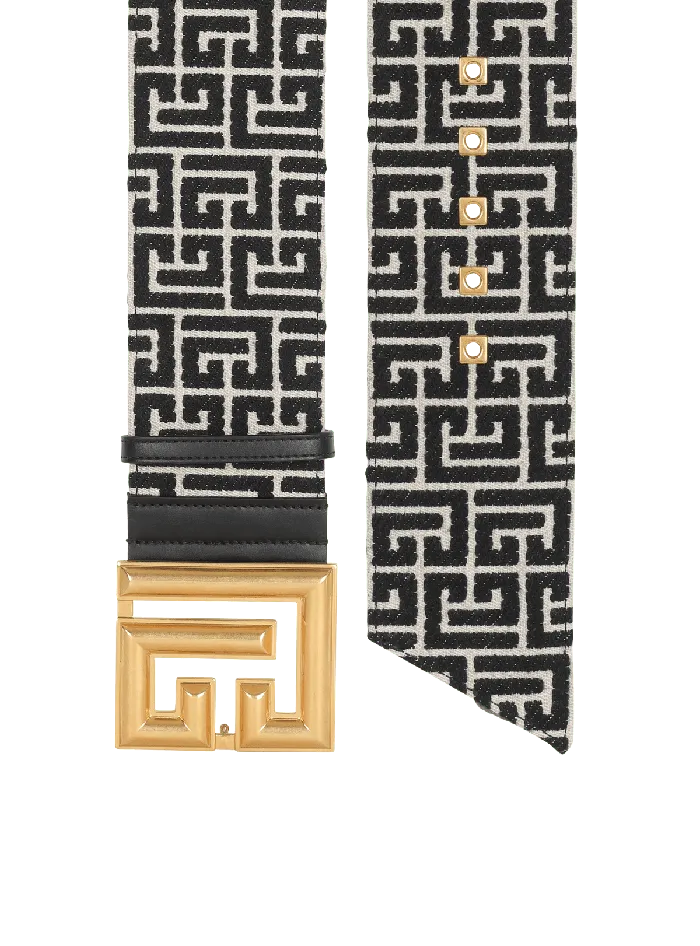 Balmain PBelt Monogram Jacquard Belt Black Women Belts