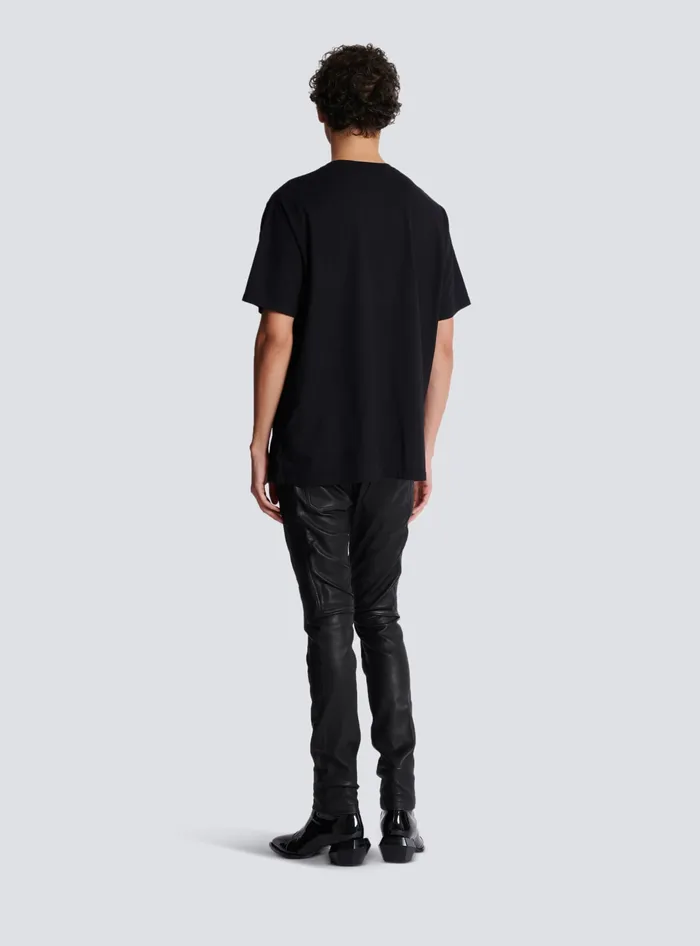 Balmain Palm Tree Embroidered Tshirt Black Men TShirts