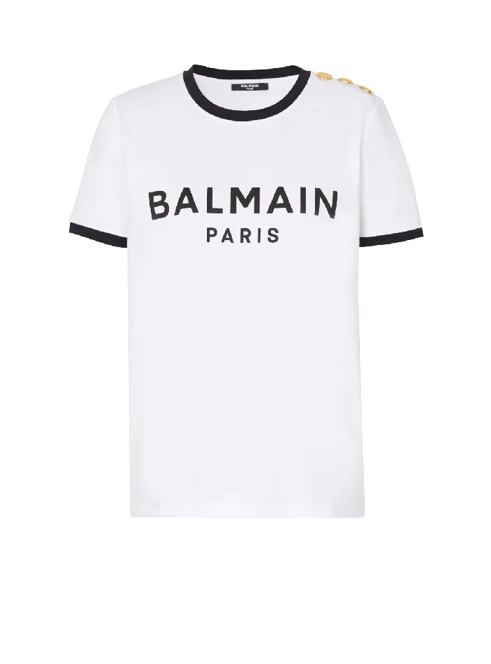 Balmain Paris 3button Tshirt Black Women TShirts