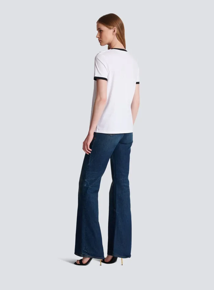 Balmain Paris 3button Tshirt Black Women TShirts