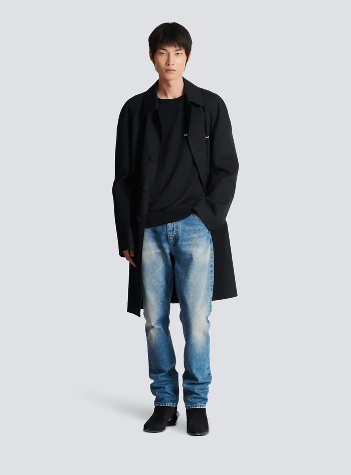 Balmain Paris Flocked Sweatshirt Black Men Sweatshirts