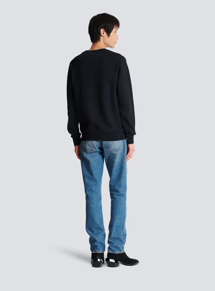 Balmain Paris Flocked Sweatshirt Black Men Sweatshirts
