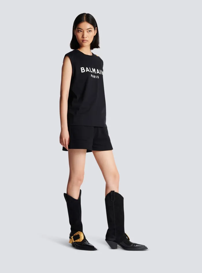 Balmain Paris Tank Top Black Women TShirts