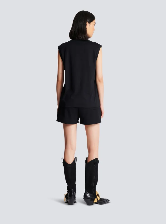 Balmain Paris Tank Top Black Women TShirts