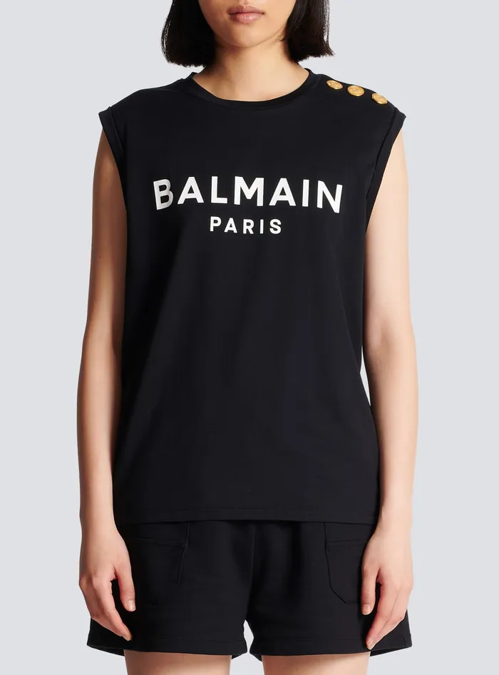 Balmain Paris Tank Top Black Women TShirts