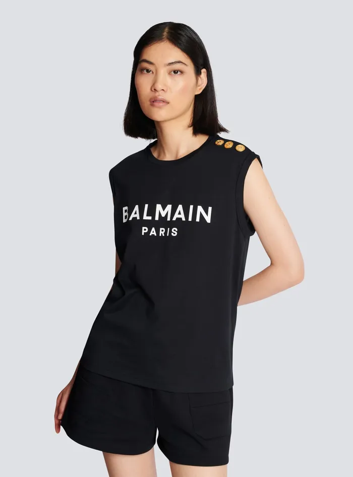 Balmain Paris Tank Top Black Women TShirts