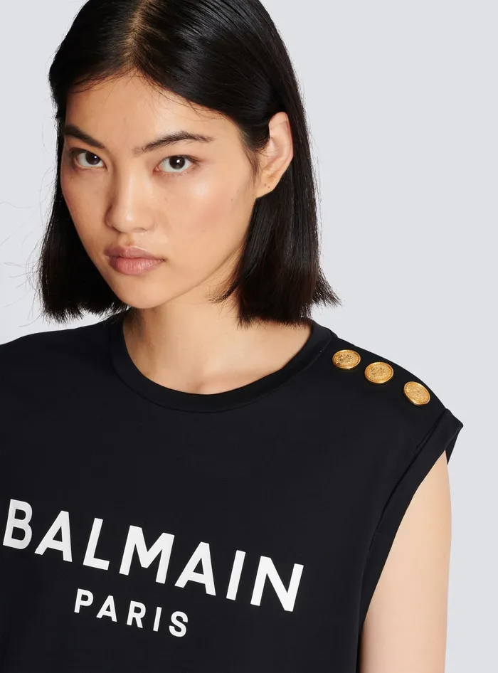 Balmain Paris Tank Top Black Women TShirts