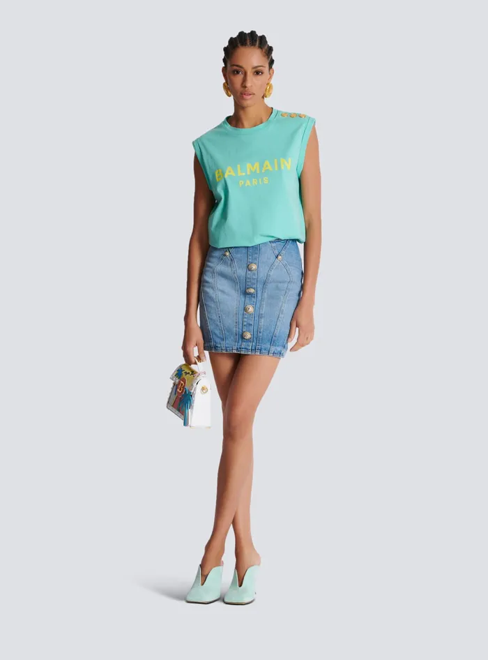 Balmain Paris Tank Top Blue Women TShirts