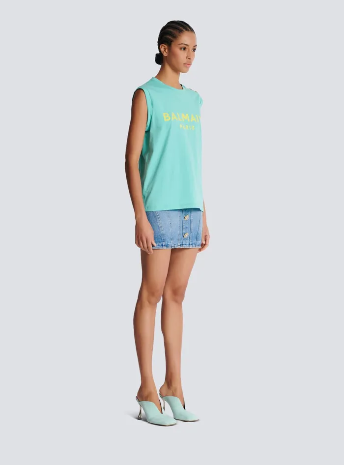 Balmain Paris Tank Top Blue Women TShirts