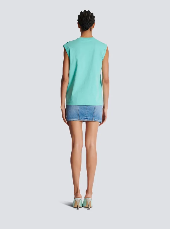 Balmain Paris Tank Top Blue Women TShirts