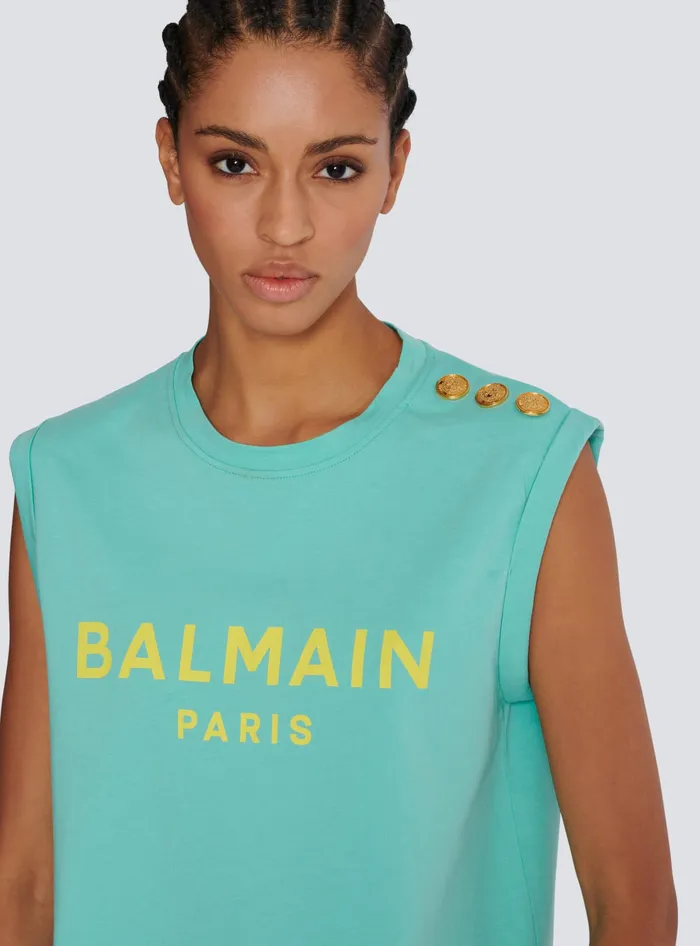 Balmain Paris Tank Top Blue Women TShirts