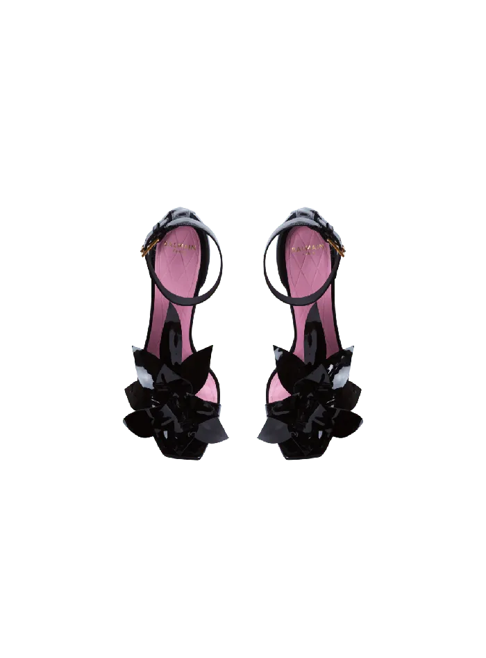 Balmain Patent Leather Ruby Pumps With Flower Detail Black Women High Heels and Pumps