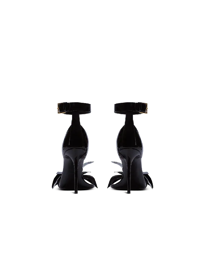 Balmain Patent Leather Ruby Pumps With Flower Detail Black Women High Heels and Pumps