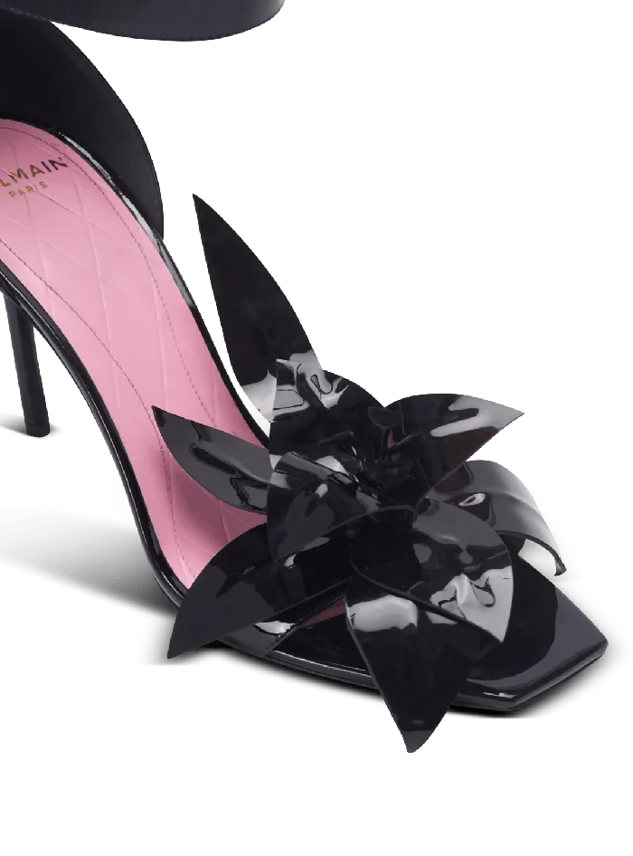 Balmain Patent Leather Ruby Pumps With Flower Detail Black Women High Heels and Pumps