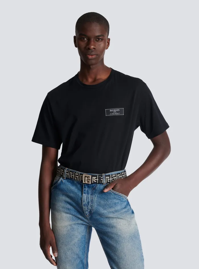 Balmain PB Belt In Monogrammed Jacquard Black Men Belts