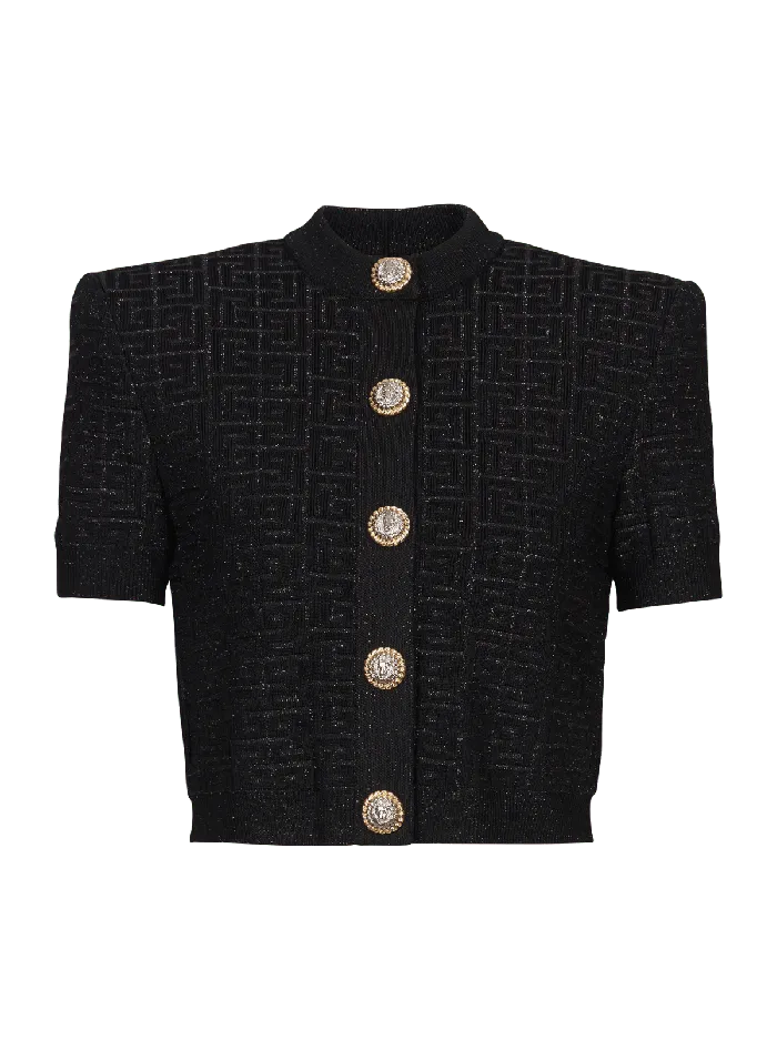 Balmain PB Labyrinth Knit Cardigan Black Women Knitwear