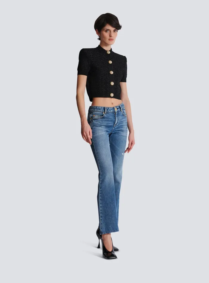 Balmain PB Labyrinth Knit Cardigan Black Women Knitwear