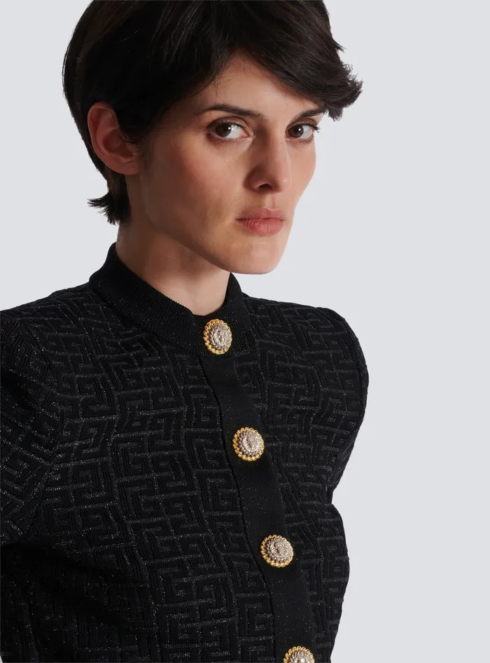 Balmain PB Labyrinth Knit Cardigan Black Women Knitwear