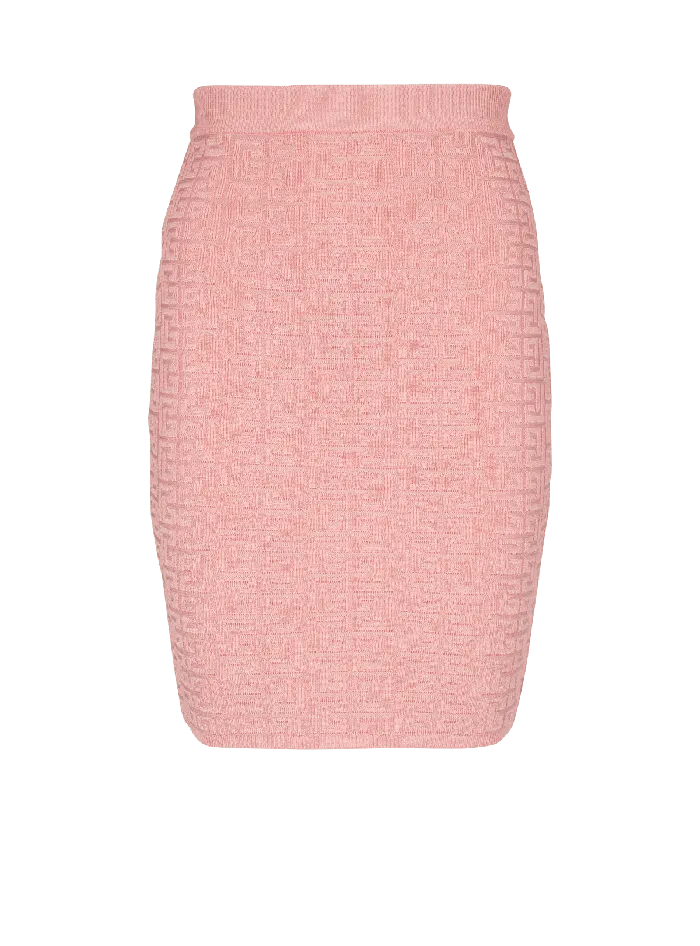 Balmain PB Labyrinth Knit Skirt Pink Women Skirts