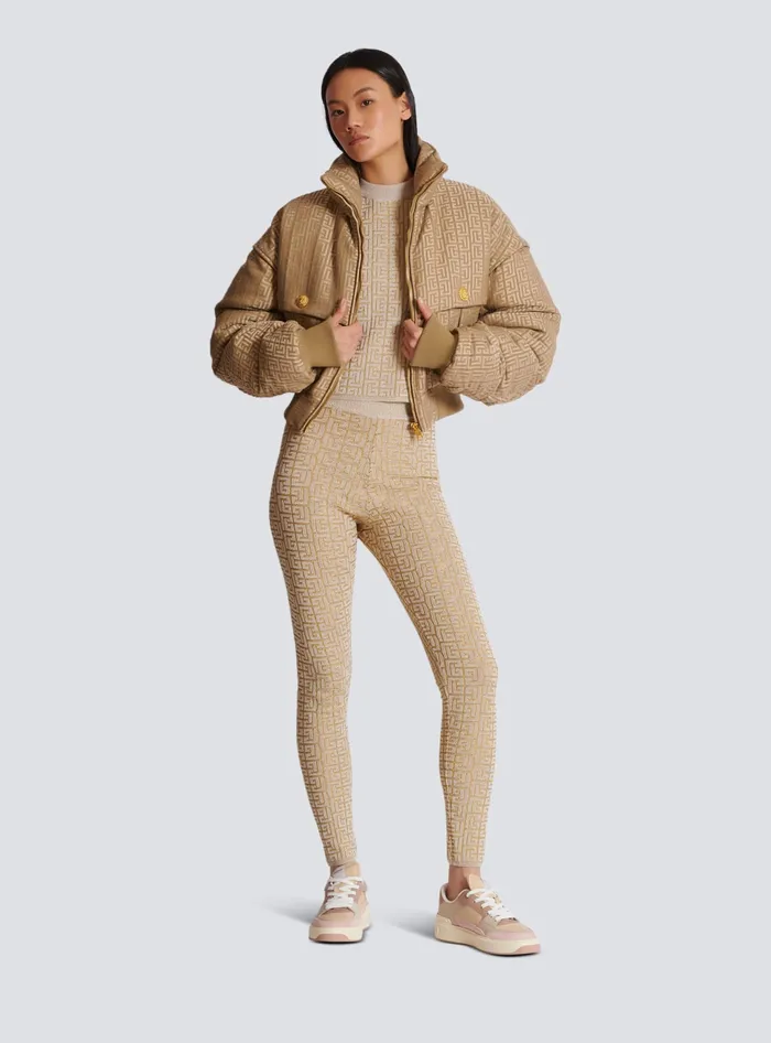 Balmain PB Labyrinth Knit Top Beige Women Tops And Shirts