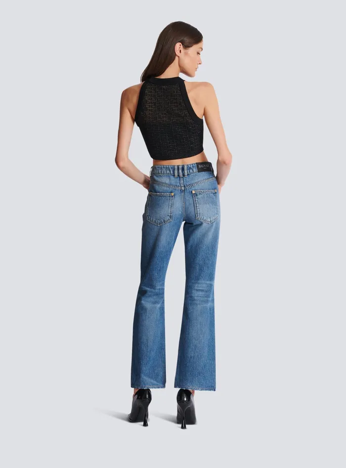 Balmain PB Labyrinth Knit Top Black Women Tops And Shirts