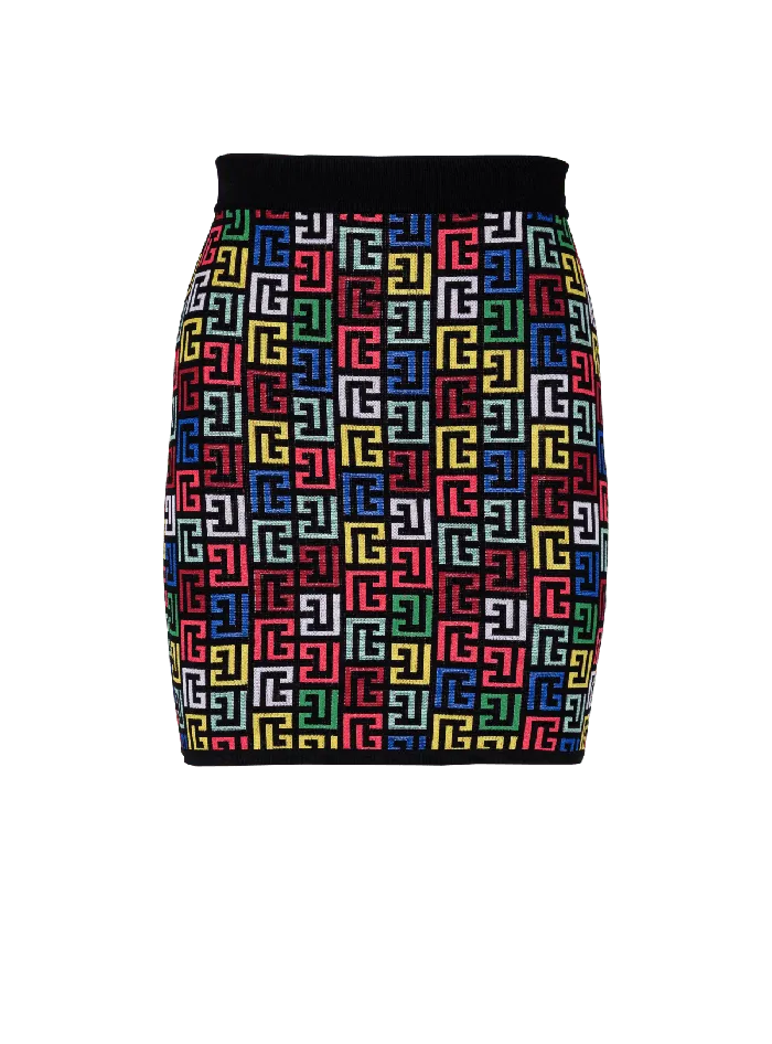 Balmain Pop Monogram Knit Skirt Multicolor Women Skirts