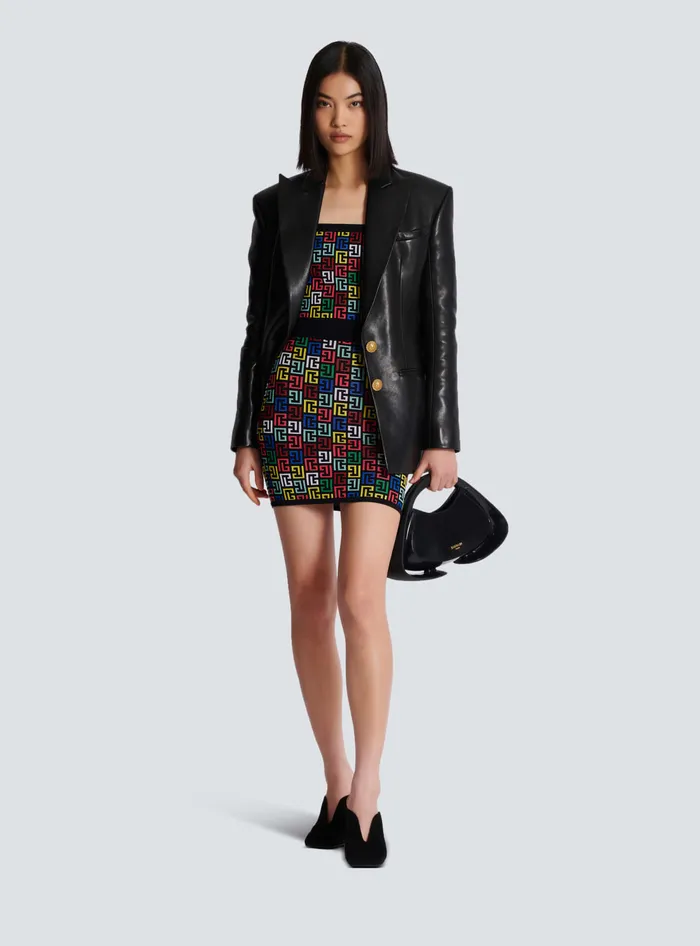 Balmain Pop Monogram Knit Skirt Multicolor Women Skirts