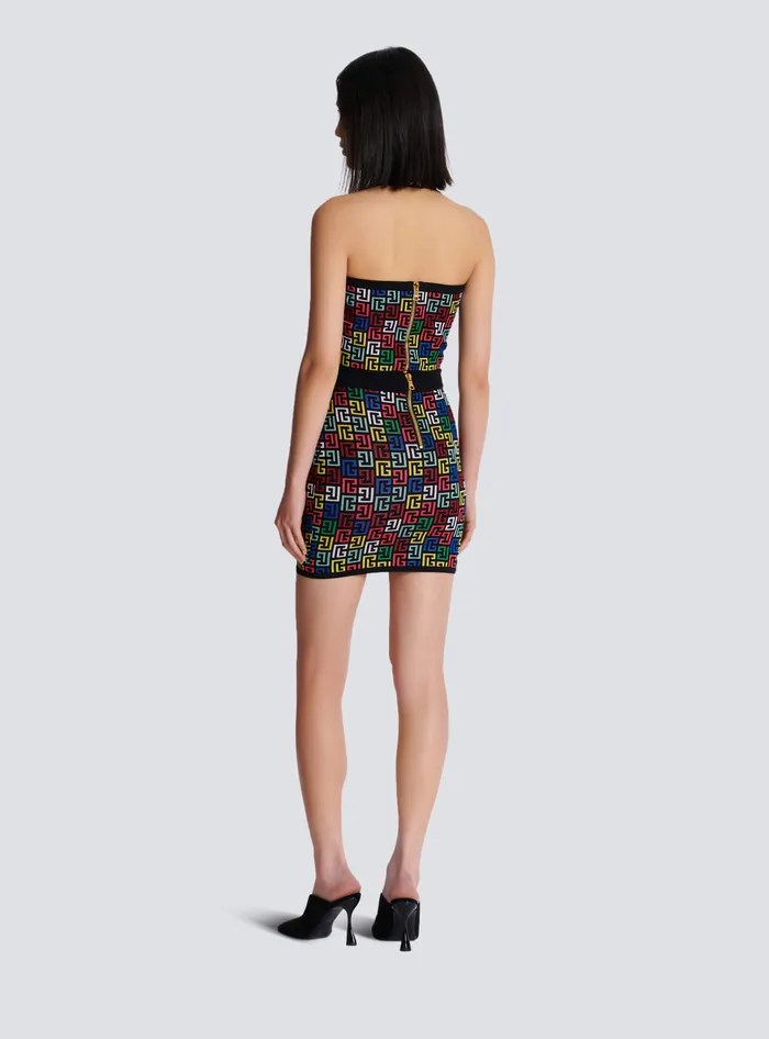 Balmain Pop Monogram Knit Skirt Multicolor Women Skirts
