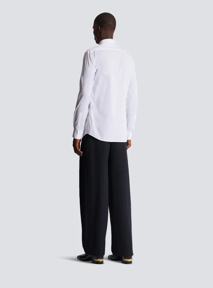 Balmain Poplin Shirt With Kiss Print White Men Shirts And Polos