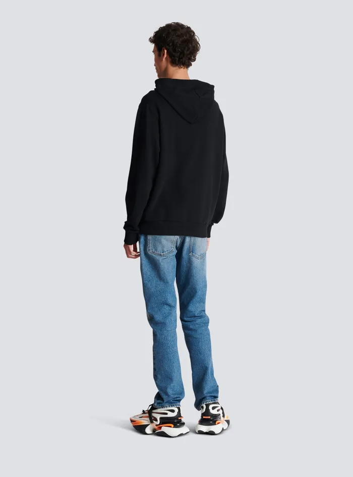 Balmain Printed Paris Hoodie Black Men Sweatshirts