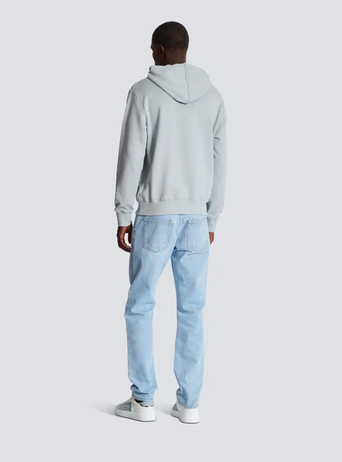 Balmain Printed Paris Hoodie Grey Men Sweatshirts