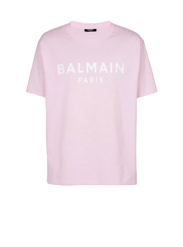 Balmain Printed Paris Shortsleeved Tshirt Pink Men TShirts