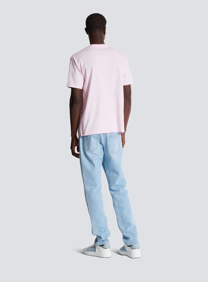 Balmain Printed Paris Shortsleeved Tshirt Pink Men TShirts