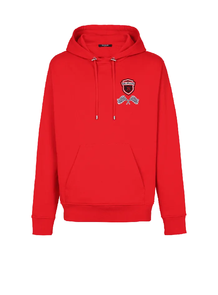 Balmain Racing Hoodie Red Men Sweatshirts