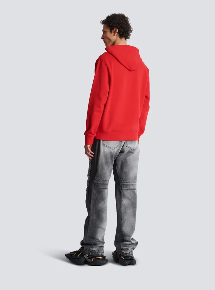 Balmain Racing Hoodie Red Men Sweatshirts