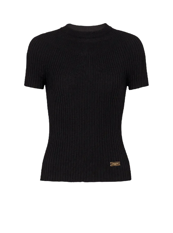 Balmain Ribbed Knit Top Black Women Tops And Shirts