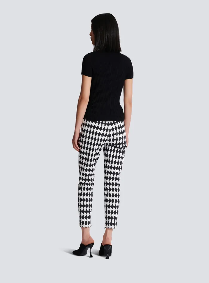 Balmain Ribbed Knit Top Black Women Tops And Shirts