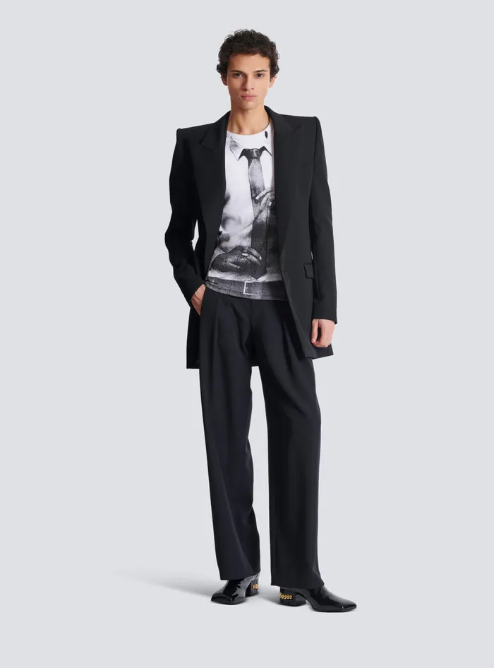 Balmain Ribbed Tank Top With Tie Print White Men TShirts