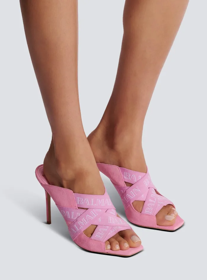 Balmain Ruby Mules With Vintage Straps Pink Women High Heels and Pumps