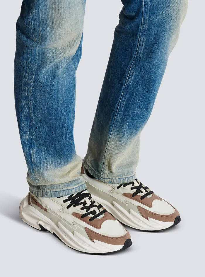 Balmain RunRow Leather And Nylon Sneakers White Men Sneakers