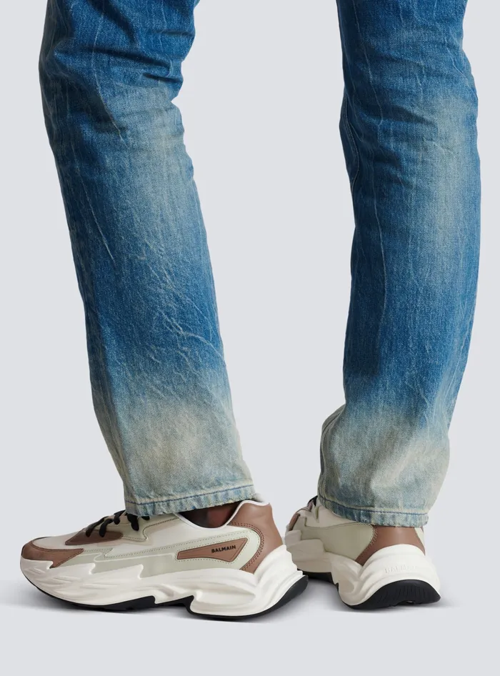Balmain RunRow Leather And Nylon Sneakers White Men Sneakers