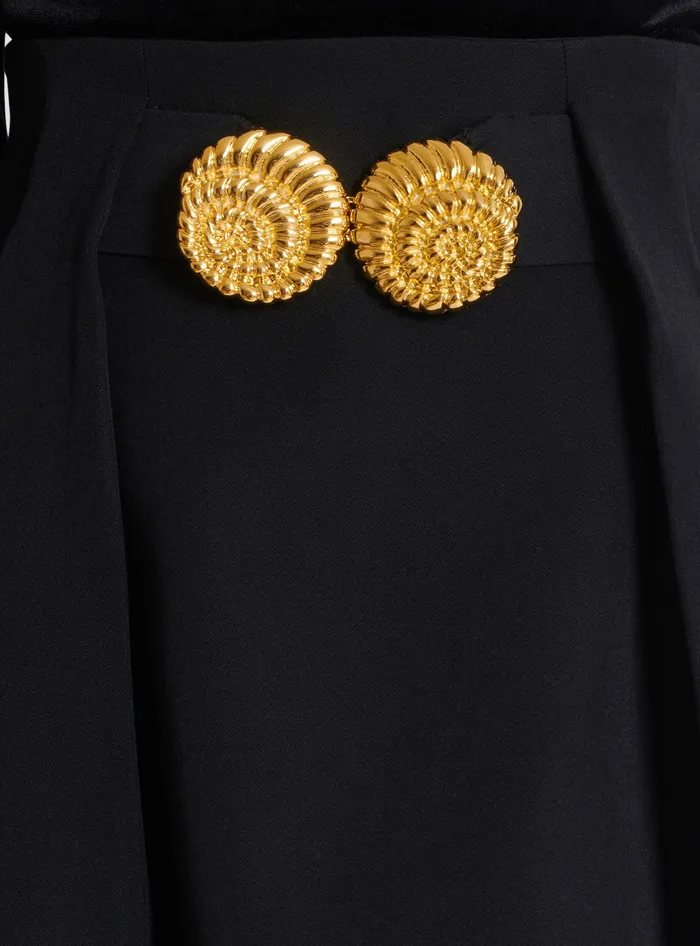 Balmain Short Pleated Skirt In Grain De Poudre Black Women Skirts