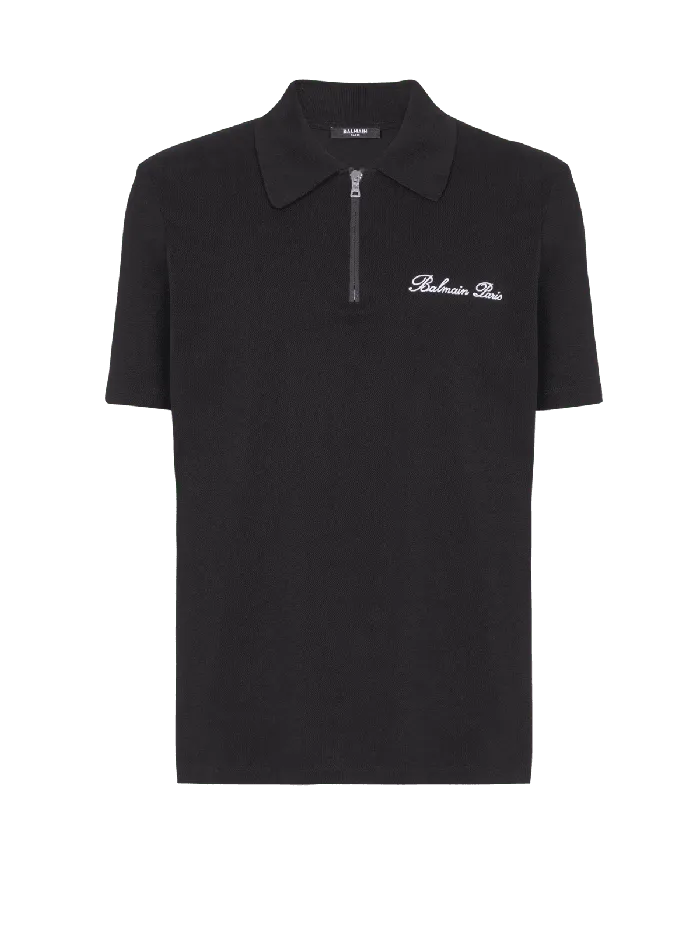 Balmain Shortsleeved Polo Shirt With Embroidery Black Men Shirts And Polos