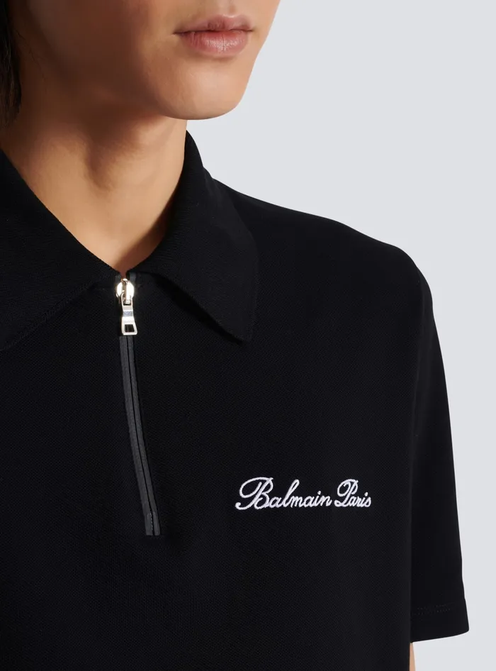 Balmain Shortsleeved Polo Shirt With Embroidery Black Men Shirts And Polos