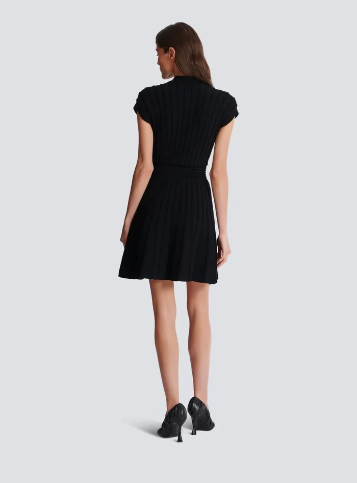 Balmain Short Velvet Dress With Buttons Black Women Dresses