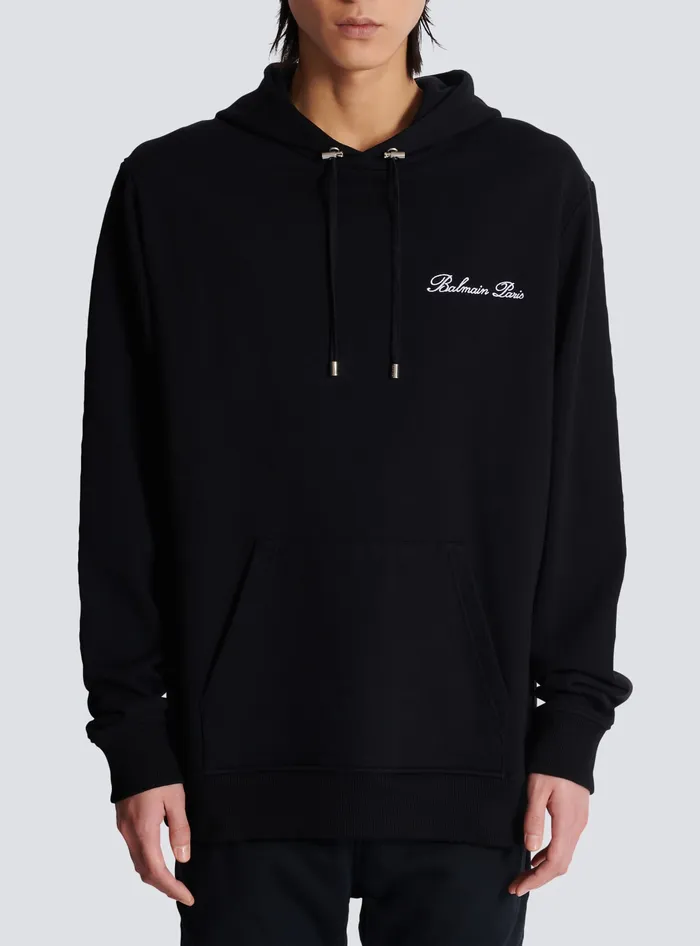 Balmain Signature Hoodie Black Men Sweatshirts