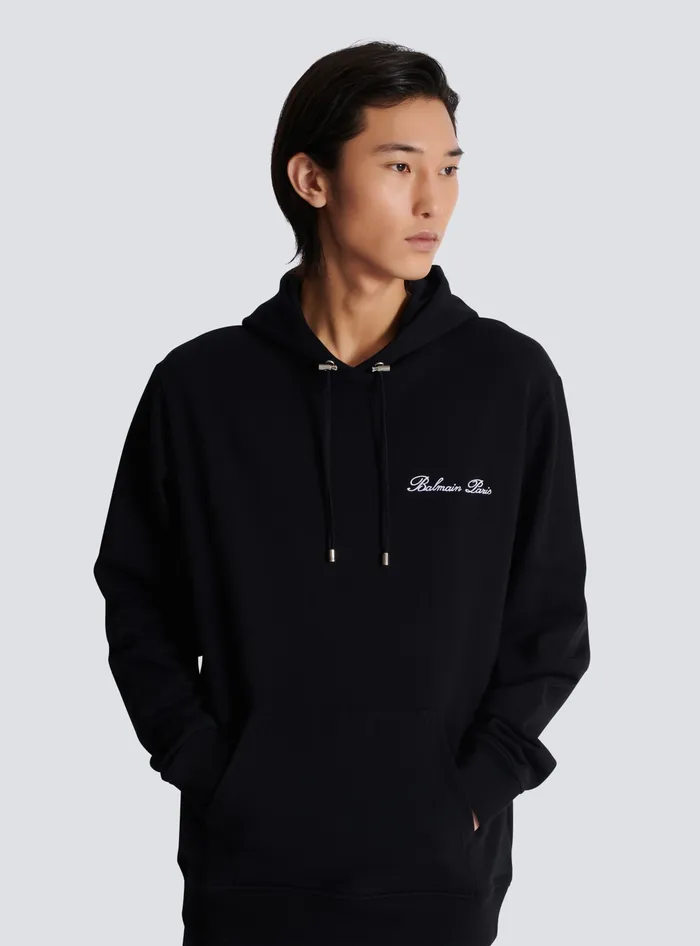 Balmain Signature Hoodie Black Men Sweatshirts