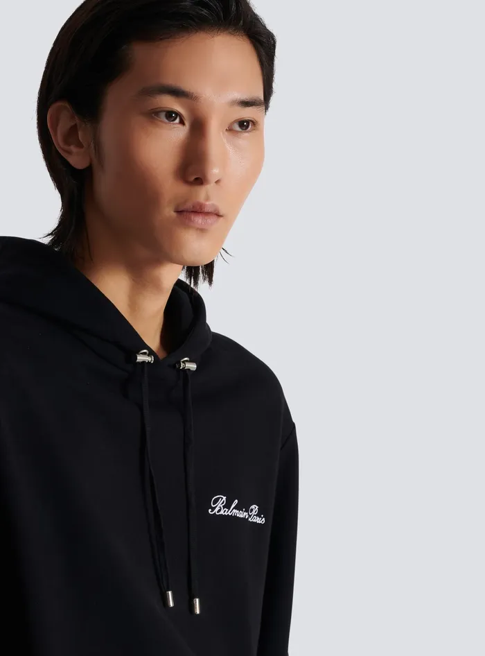 Balmain Signature Hoodie Black Men Sweatshirts